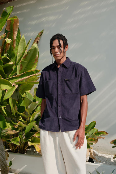 Navy Blue Corduroy Shirt - BonkersCorner