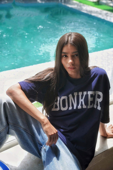 Navy Blue Signature Oversized  T-shirt - BonkersCorner