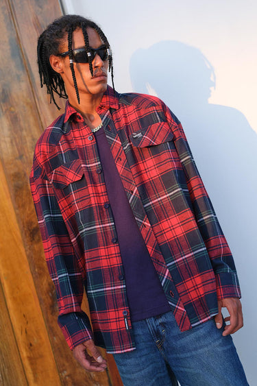 Red-Blue Checkered Oversized Shirt - BonkersCorner