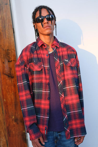 Red-Blue Checkered Oversized Shirt - BonkersCorner