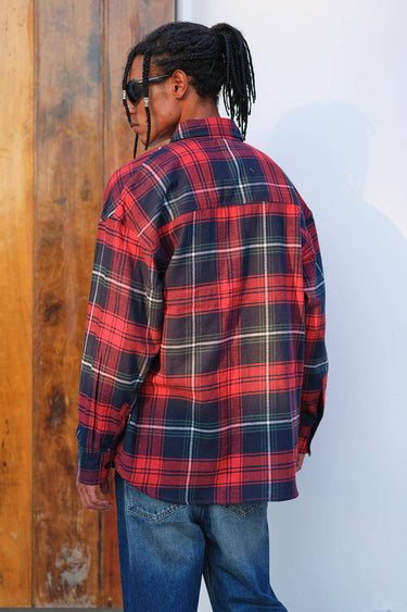 Red-Blue Checkered Oversized Shirt - BonkersCorner