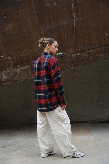 Red-Blue Checkered Oversized Shirt - BonkersCorner