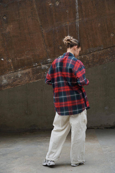 Red-Blue Checkered Oversized Shirt - BonkersCorner