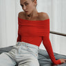 Red Off Shoulder Polyamide Bodysuit - BonkersCorner