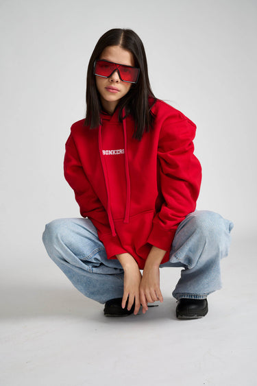 Red Signature Oversized Heavyweight Hoodie (Fleece) - BonkersCorner