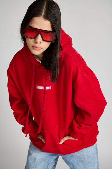 Red Signature Oversized Heavyweight Hoodie (Fleece) - BonkersCorner
