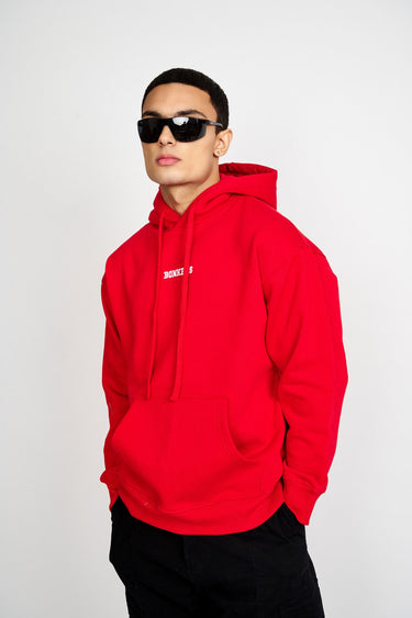 Red Signature Oversized Heavyweight Hoodie (Fleece) - BonkersCorner