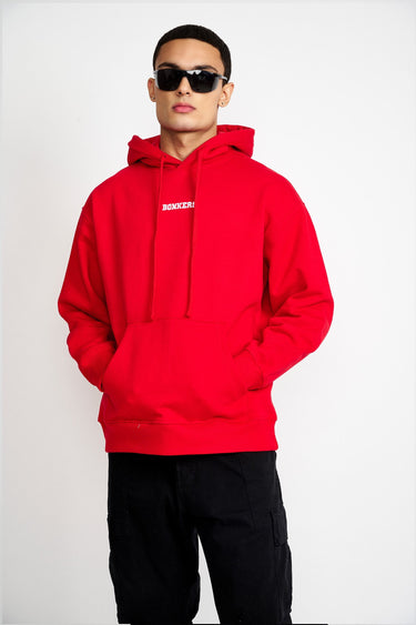 Red Signature Oversized Heavyweight Hoodie (Fleece) - BonkersCorner