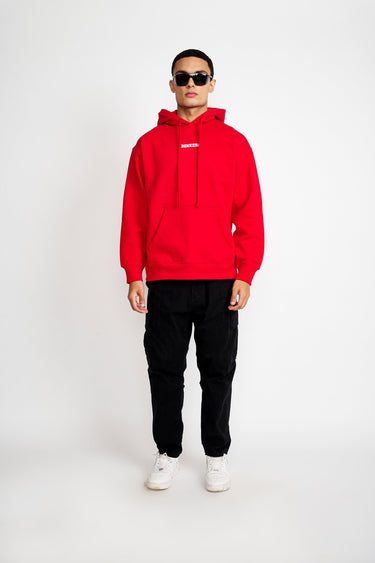 Red Signature Oversized Heavyweight Hoodie (Fleece) - BonkersCorner