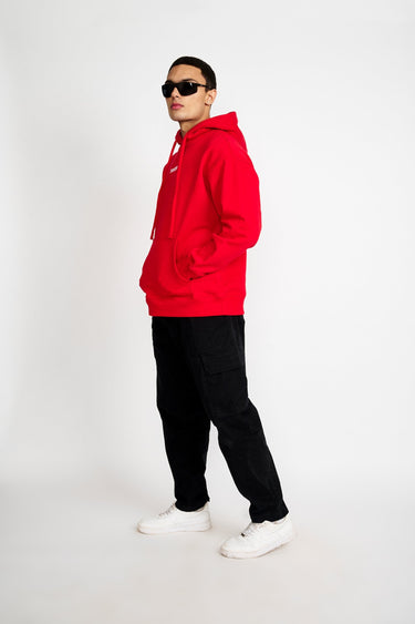 Red Signature Oversized Heavyweight Hoodie (Fleece) - BonkersCorner