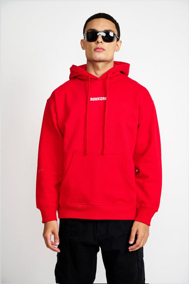 Red Signature Oversized Heavyweight Hoodie (Fleece) - BonkersCorner