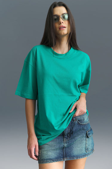Solid Green Soft Jersey Oversized T-shirt - BonkersCorner
