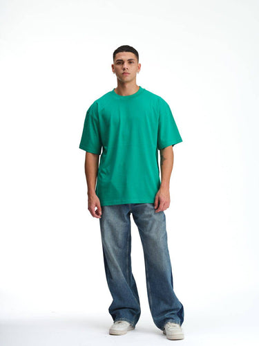 Solid Green Soft Jersey Oversized T-shirt - BonkersCorner