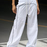 White Sporty Deconstructed Loose Pants - BonkersCorner